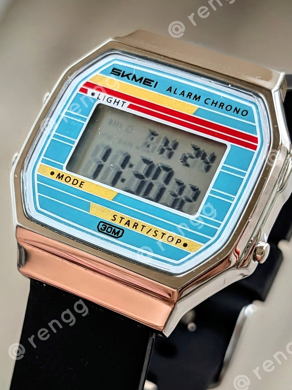Retro Blue Digital Alarm Chrono Watch